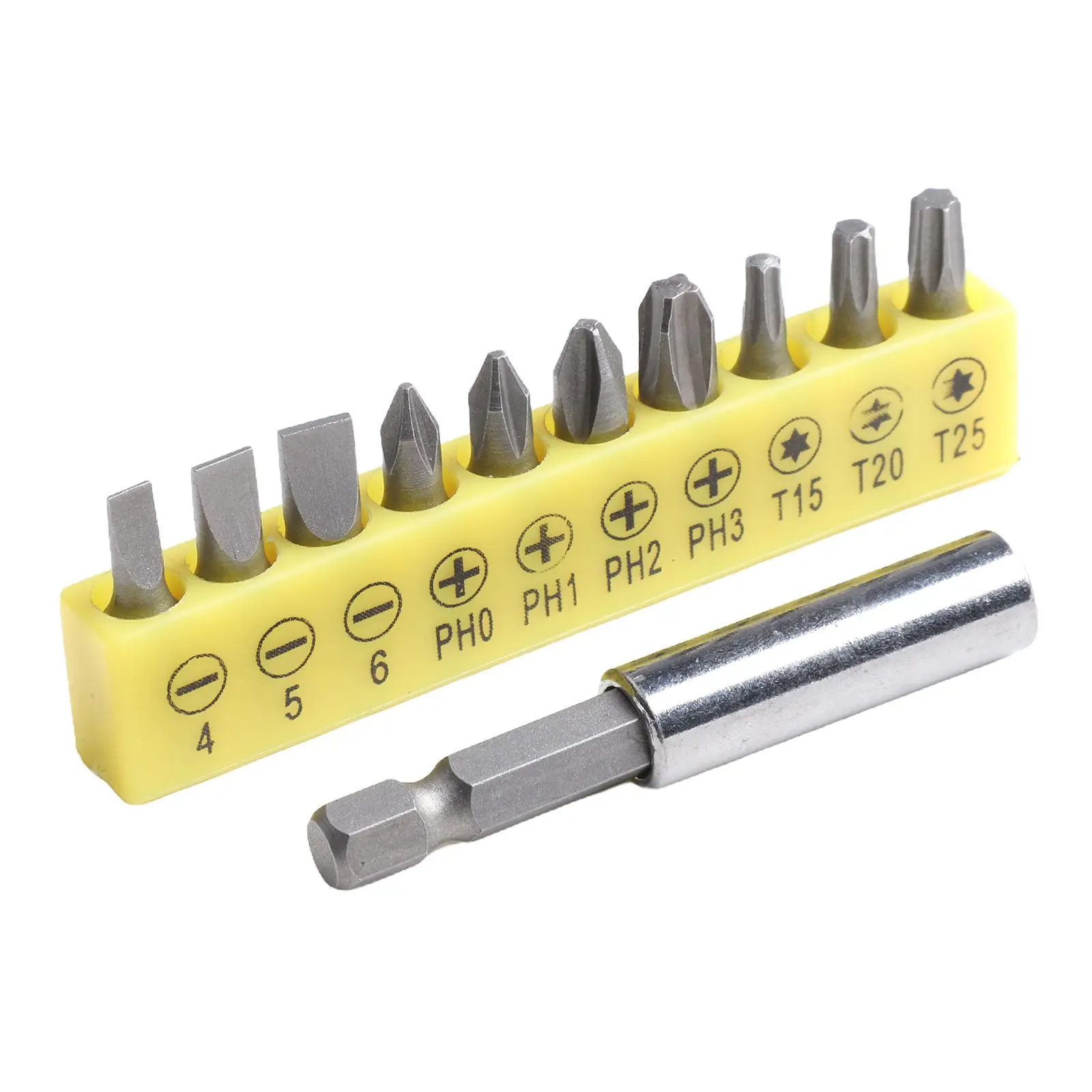 10pcs Slotted Cross Screwdriver Bit With 60mm Magnetic Screwdriver Bit Extension Rod Drill Bit Electric Screwdriver Power Tool