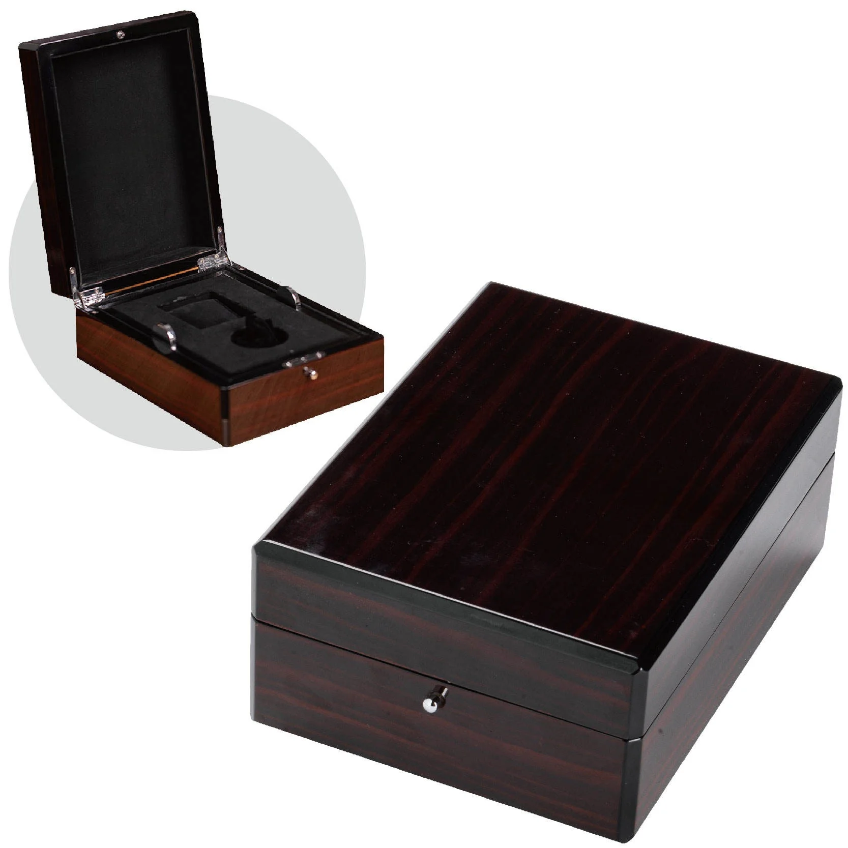 

Vertical Bright Wood Rectangle Shock Resistant Watch Box Luxury Display Case Soft Padded Interior For Watch Collectors Made