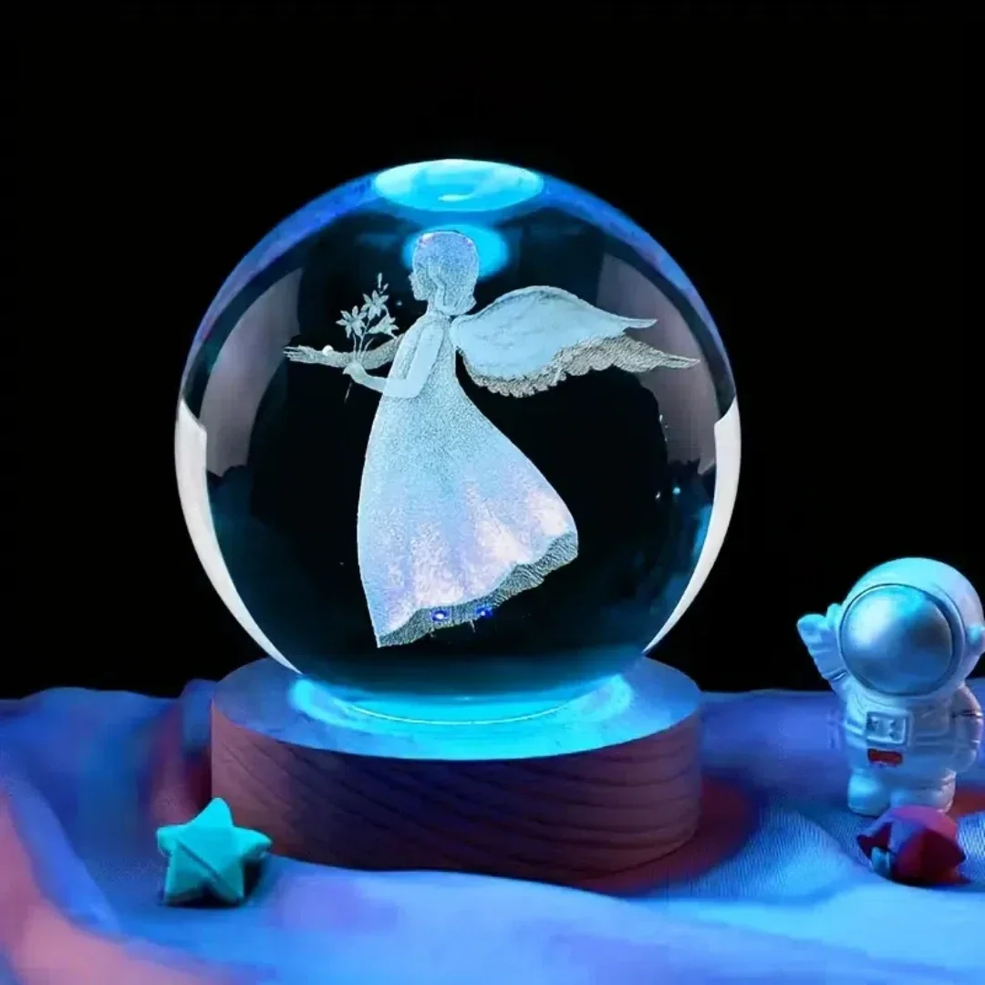 6cm cherub crystal ball 3D laser engraving angel decorative glass ball Bedroom living decoration