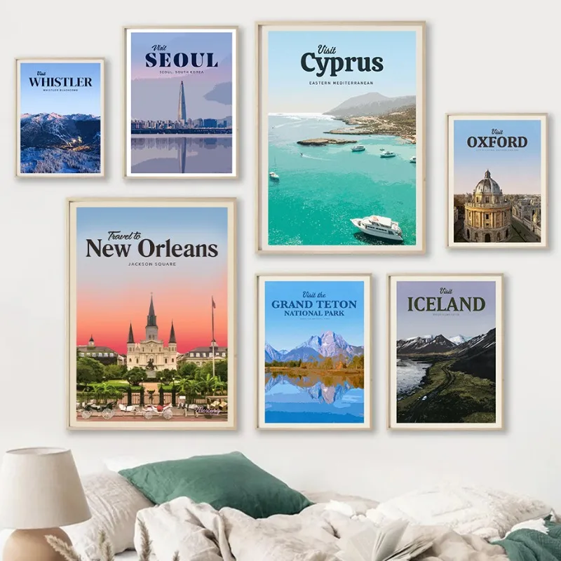 World Travel Cities Arizona Oxford Philippines Iceland Poster Prints Canvas Printing Wall Art Picture for Living Room Home Decor