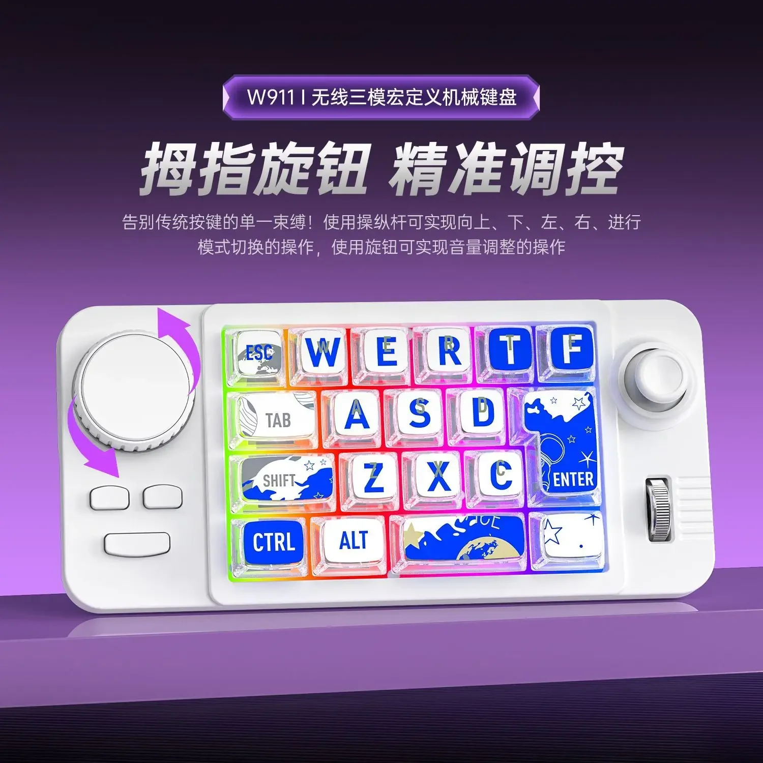 Wireless 19-key RGB mechanical gaming keyboard Dual scroll macro definition rocker Wired Bluetooth 2.4G cum