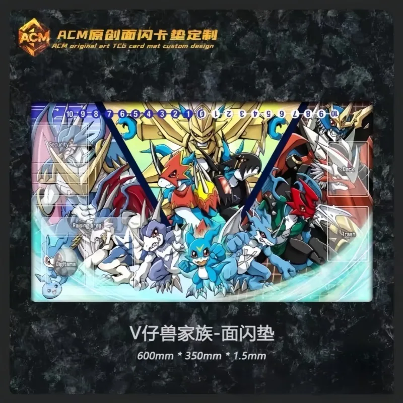 

Новый игровой коврик DTCG Digimon Victory Face Flash, 600x350 мм, для игры в одиночку, с изображением Fladramon VS Paildramon, резиновый коврик для карточных игр, подарок