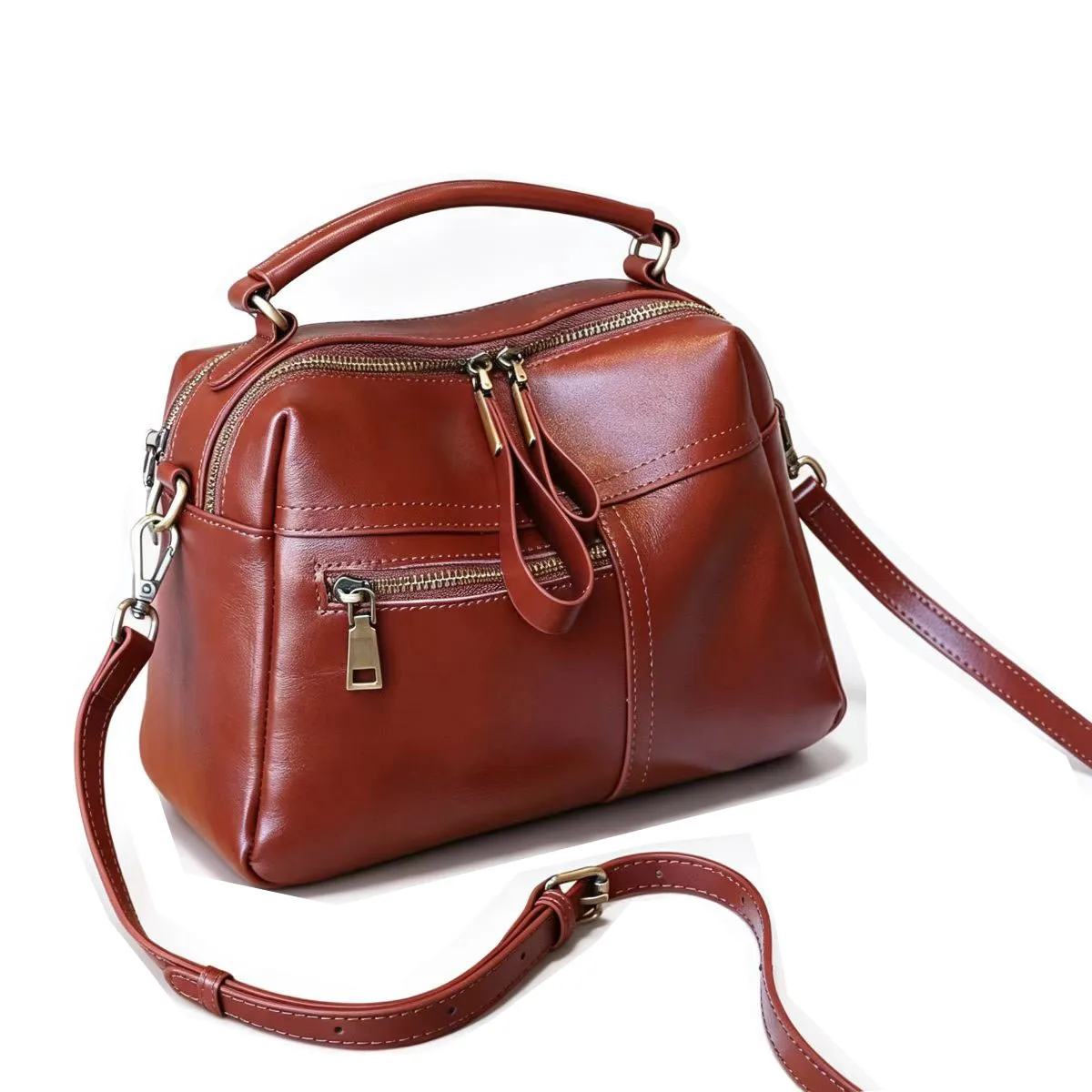 Casual Women Genuine Leather Tote Bag Small Oilwax Cow Leather Handbag 2026 New Fashion Ladies Shoulder or Crossbody Bag
