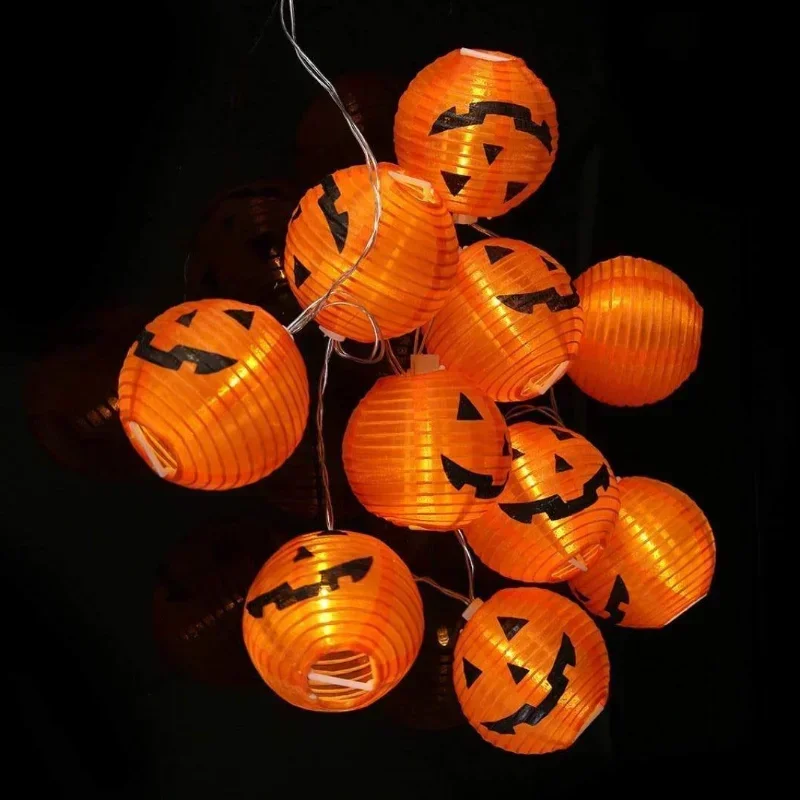 LED Halloween Orange Pumpkin Lantern String Lights Halloween Decoration for  Home bar Horror Props Halloween Party Supplies