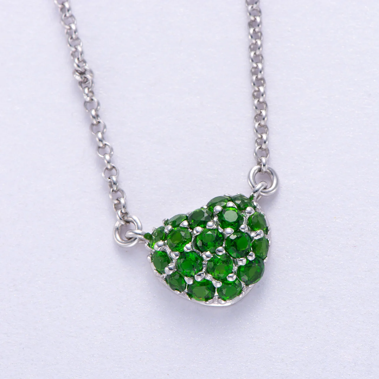 Chrome diopside Rhodium Over Sterling Silver Pendant with Chain