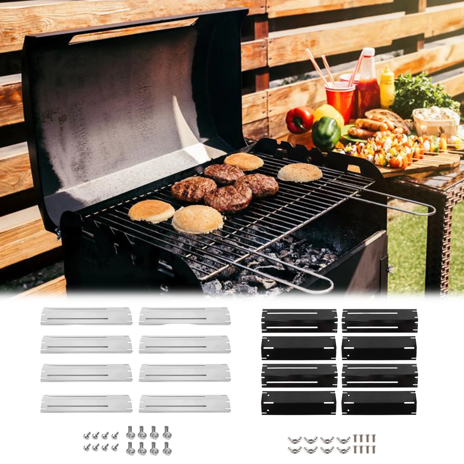 

4 шт. фарфоровые стальные тепловые тарелки, защитная изоляционная панель, Универсальная регулируемая крышка для горелки, тарелки для барбекю