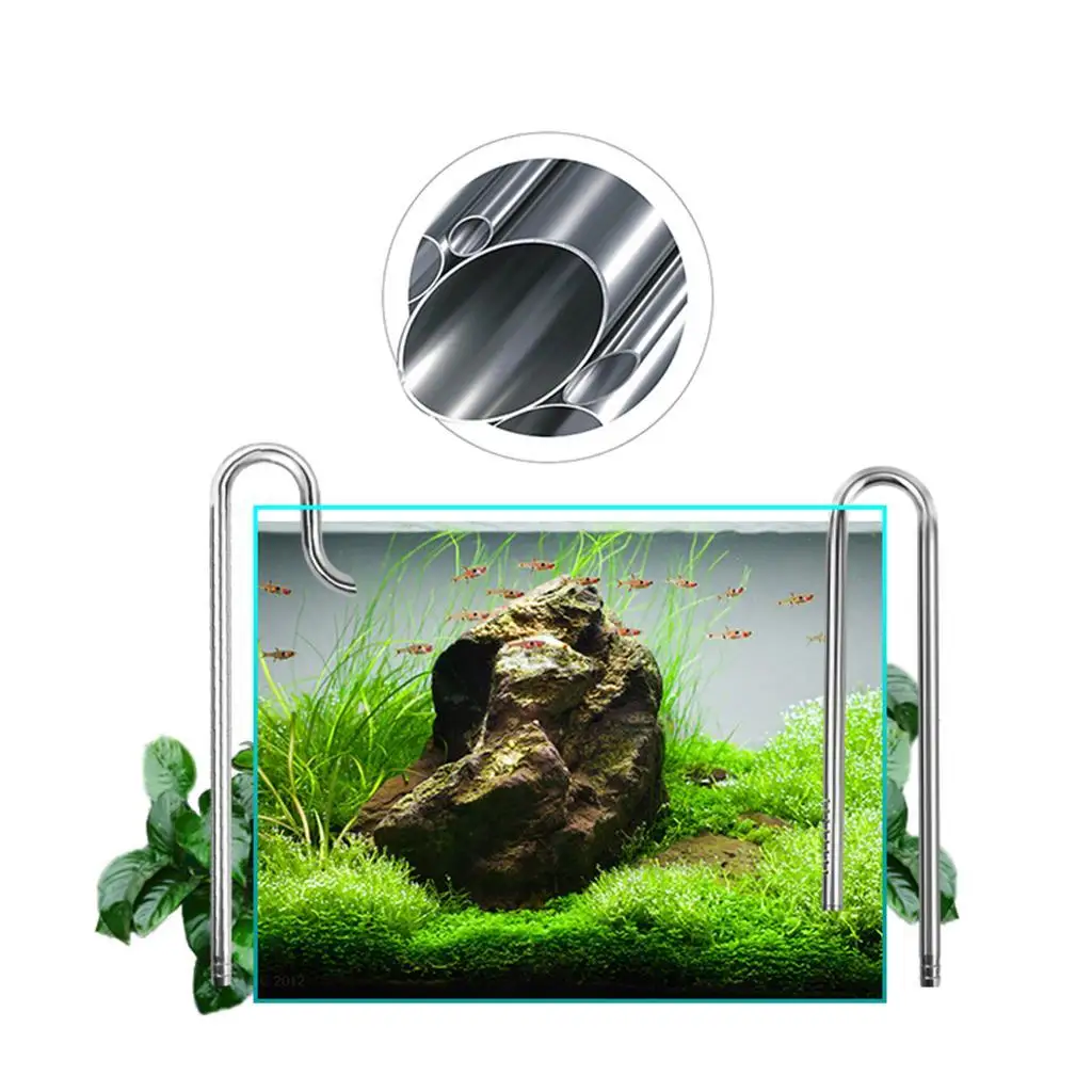 Stainless Steel Aquarium Water Pipes Outflow & Inflow Tubing Pipe for 12mm/16mm Hose, Plant Tank kits