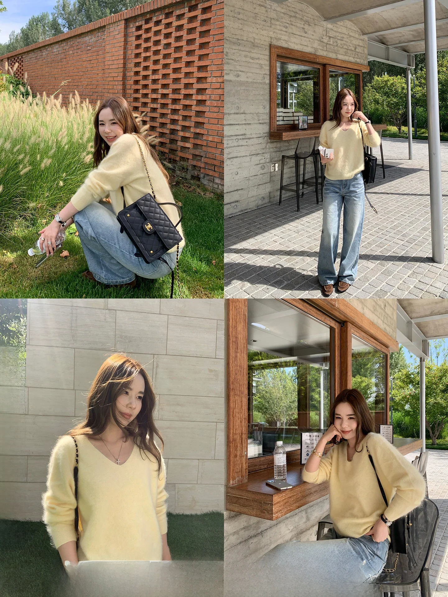 

Xzichic Women's Long Sve V-Ne Knitted Sweater Camere Wool Blend Pull-On Sle Autumn Winter Commute Faion Color