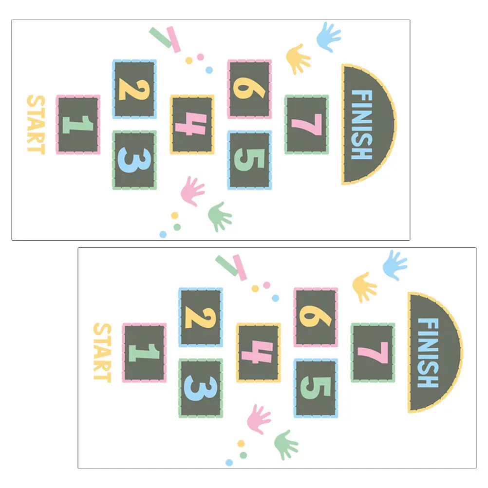 

2 Pcs Stickers Numbers Jump Grid Wall Floor Cartoon Decal Decor Game Decorative for Kids Child