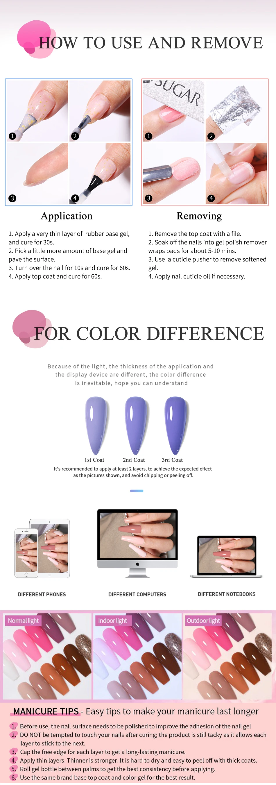 UR SUGAR 30 ml Nude-Gummi-Basisgel, kein Abwischen, Nachfüllpaket für Decklack, großes Volumen, semipermanenter Lack, UV-LED, Nagelkunst-Maniküre – Detail 4