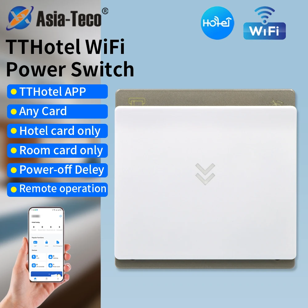 

TTHotel Key Energy Saving Switch Saver AC180-250V 2.4GHz 13.56Mhz Card Contactless TTHotel Power Saver App WIIF Remote On Off