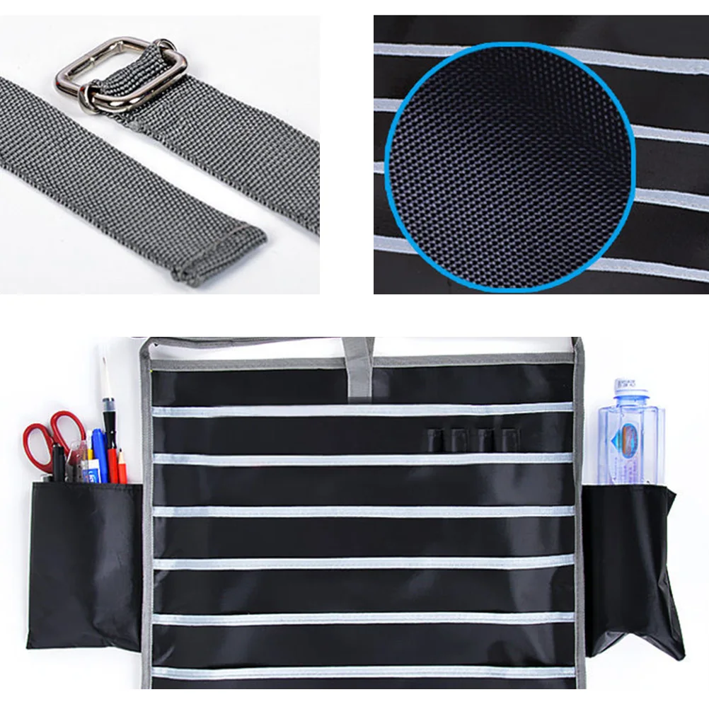 

Adjustable Desk Hanging Bag Multifunctional Book Organizer Oxford Fabric Large Capacity 8 Pockets 2 Water Bottle Pouches