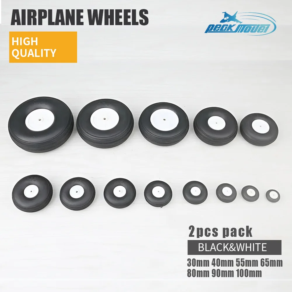 2pcs High-Quality Airplane Wheels Set - Sponge Wheels in Multiple Sizes (30mm-100mm) for Smooth Flight