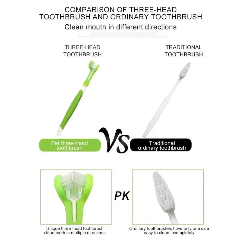 New 3D Three Sided Pet Toothbrush Teeth Cleaning Bad Breath Teeth Care Nontoxic Tooth Brush Tool Dog Cat Cleaning Mouth Tools