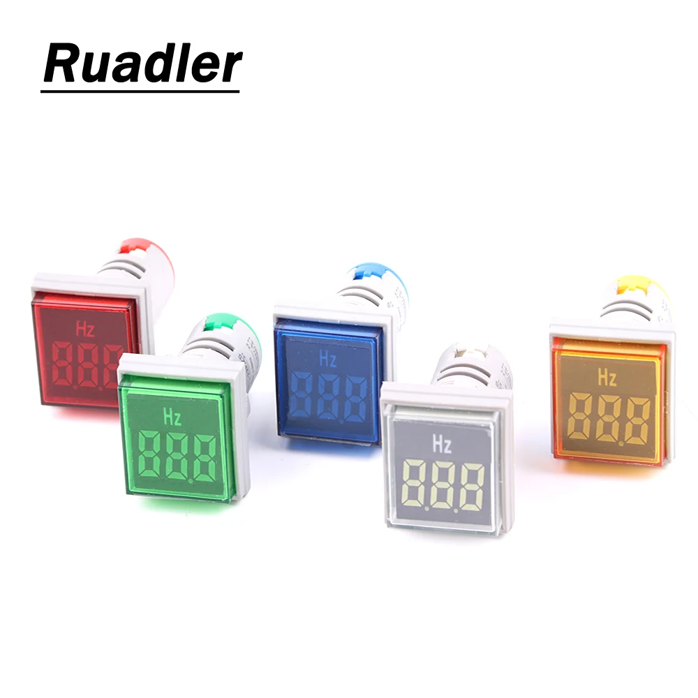 Square 22mm Measuring Range 20-75 Hz Digital Display Electricity Hertz meter Frequency Meter Indicator Signal Light Combo Tester