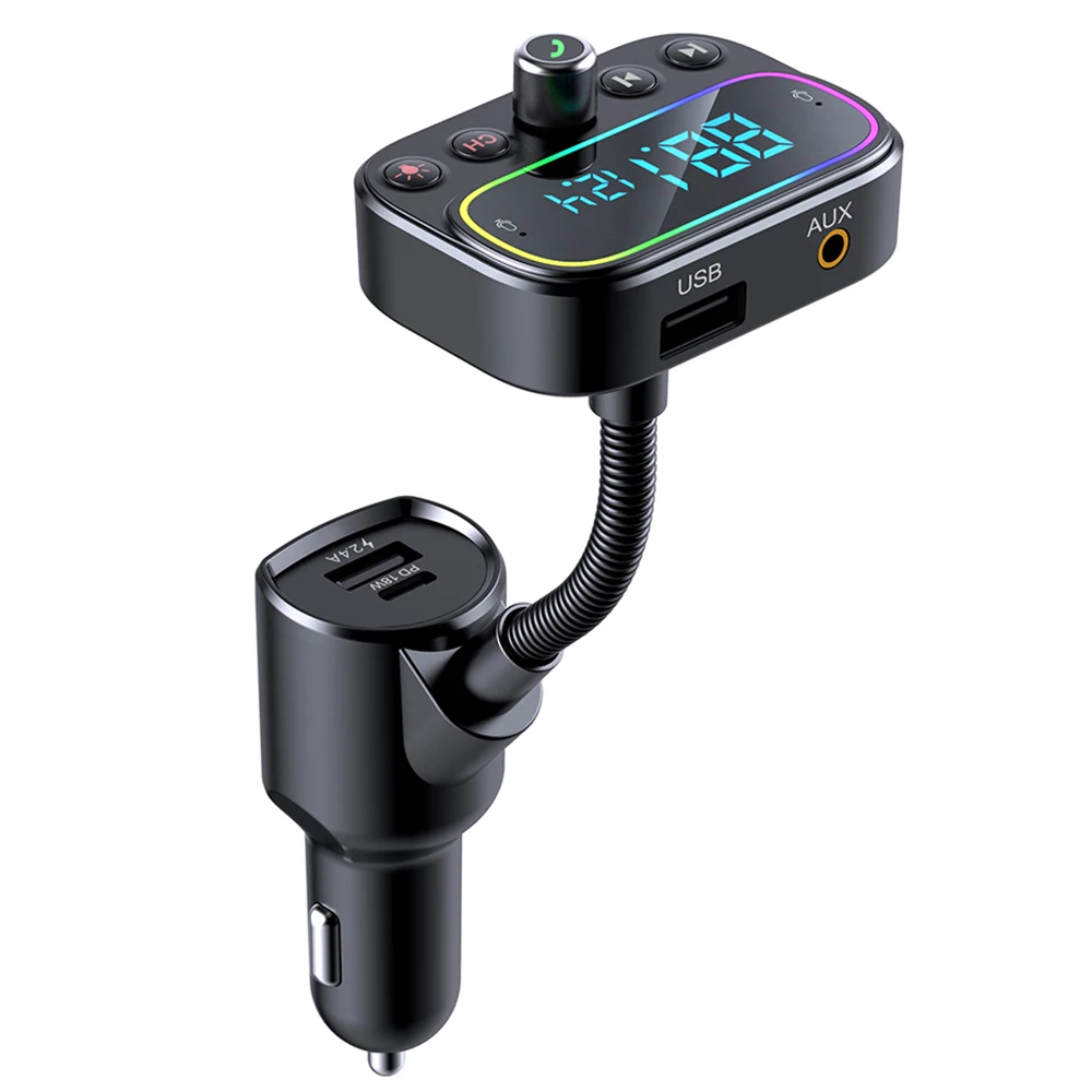 T67 18w de carregamento rápido sem fio aux para fora modulador rádio do carro transmissor fm bluetooth mãos livres kit mp3 player com pd tipo c dou