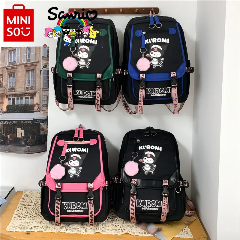 

Miniso Kuromi New Women's Backpack Fashionable High Quality Nylon Women's Backpack Cartoon Large Capacity Student Backpack