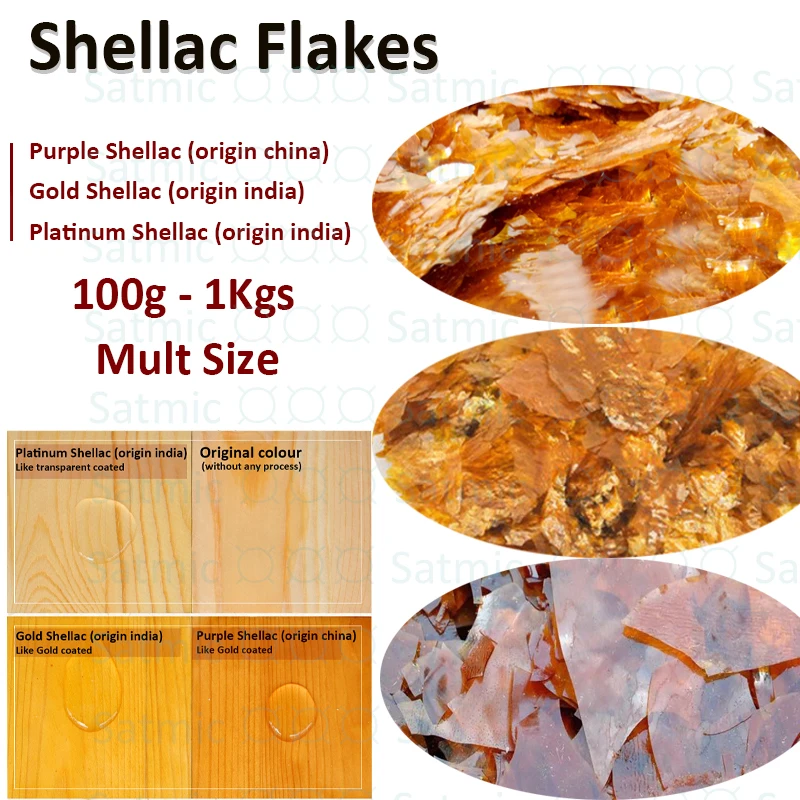 Copos de Shellac naturales para reparación de madera, pulido de muebles, origen, barniz de Shellac indio, Shellac dorado