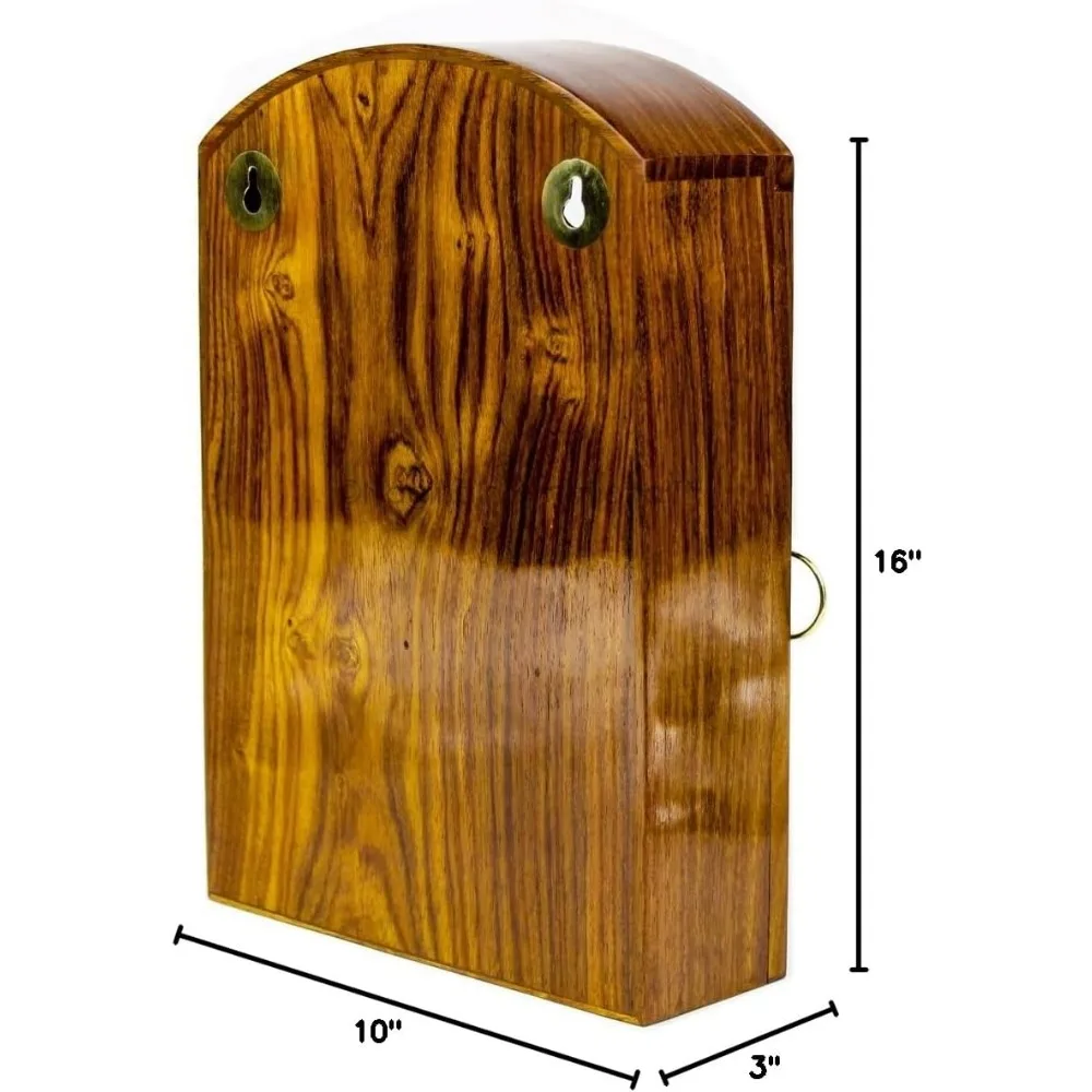 خزانة مفاتيح من خشب الورد مع 6 خطافات ولوحة زجاجية - حل تخزين مزخرف للمفاتيح #3