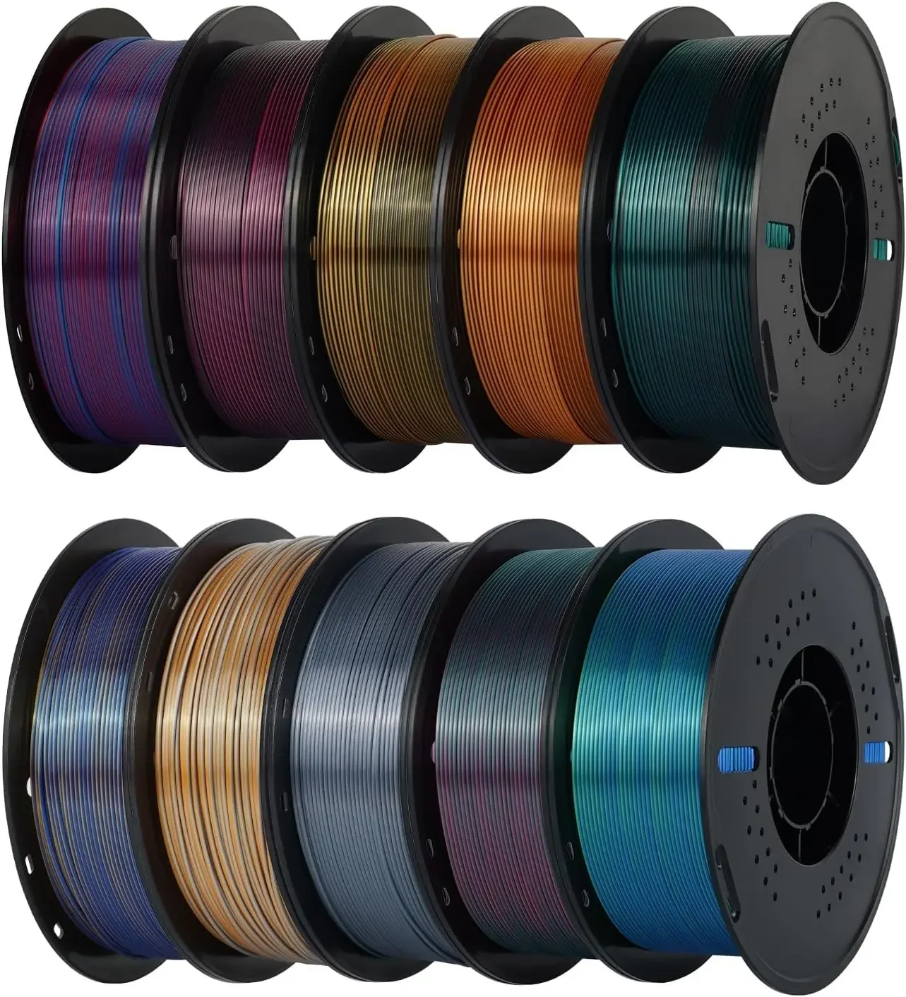 USA Stock 10KG Silk PLA Filament, Multicolor 3D Printer Filament, Dual Color PLA Filament, Dimensional Accuracy 1.75mm (+/-0.02m