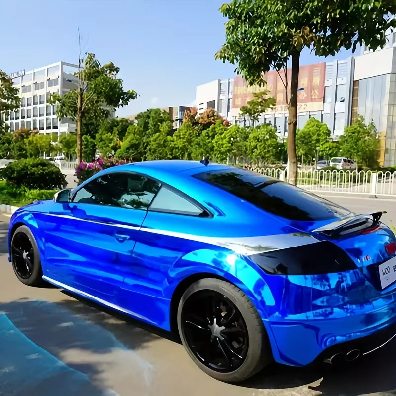 Pellicola Adesiva Cromata Blu Lucida a Specchio per Wrapping Auto, con Tecnologia Air Release