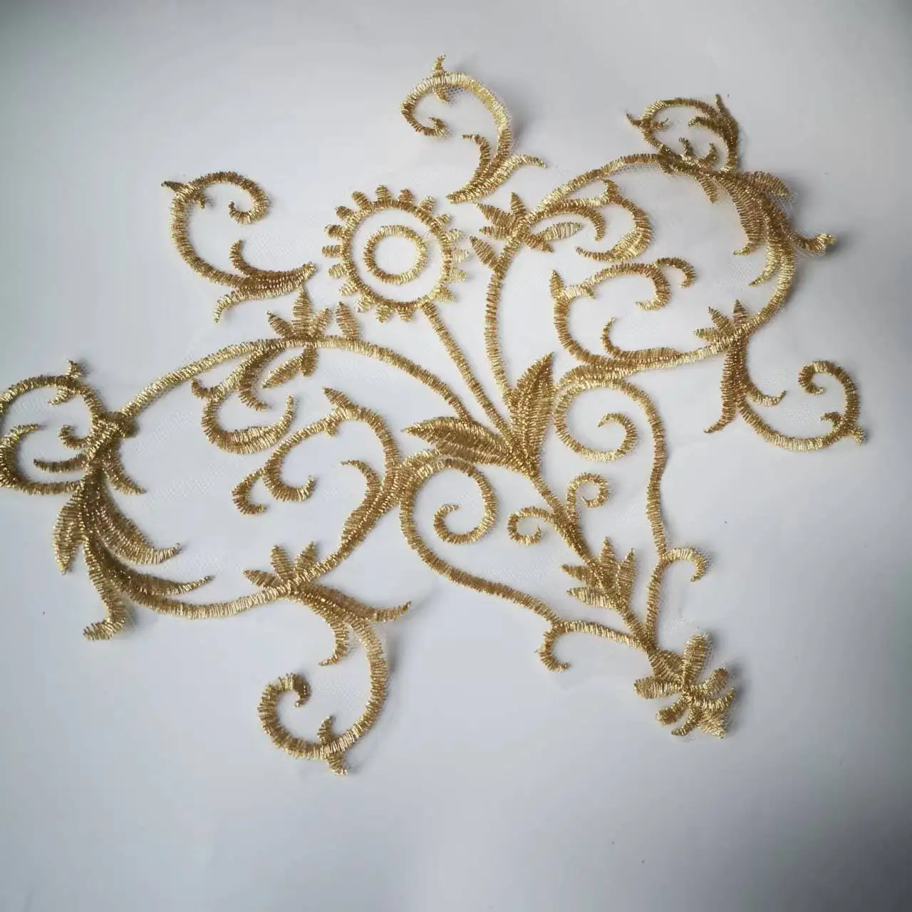 5Pcs 25X20cm Gold Stage Costume Accessories Embroidery Lace Hand-stitched Corsage Applique Lace Embroidery