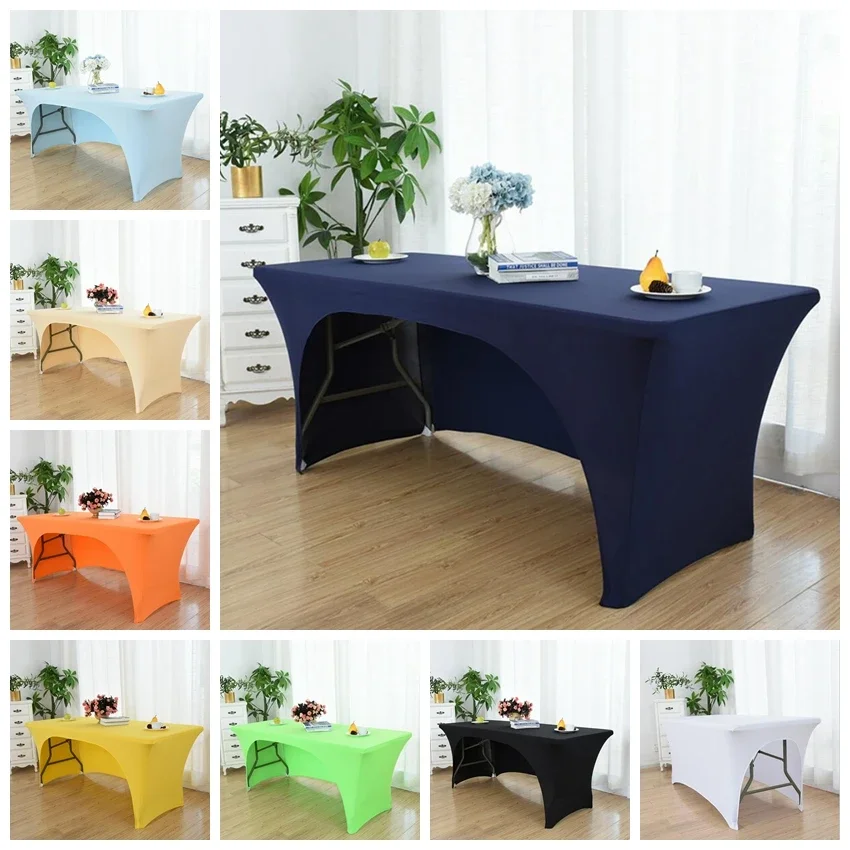 Wedding Spandex Table Cloth Cover Rectangular One Side Open Hotel Banquet Birthday Party Show Decoration Nice Look Design