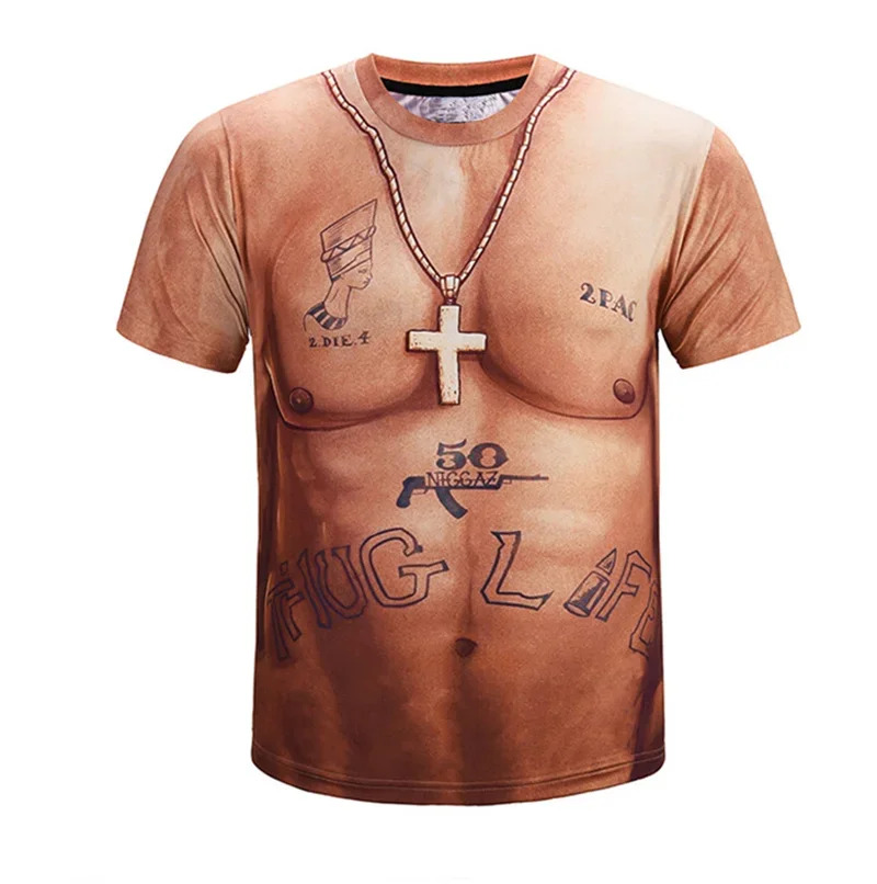 Herren Neuheit Fake-Muskel-T-Shirt für Scherze, Party, Cosplay-Kostüm – Detail 4