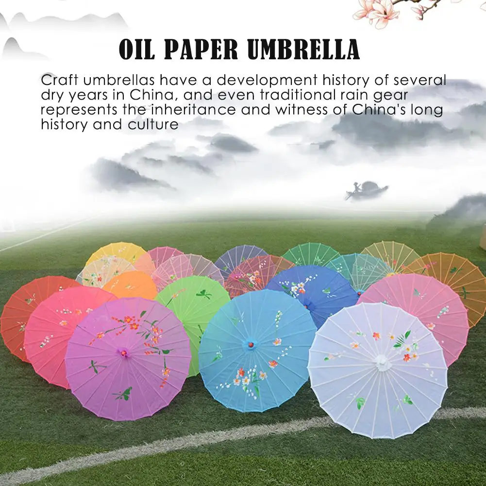 

Rain Proof Sun Proof Oil Paper Umbrella Fan Ancient Craft Chinese Dance Oil Performance Han Gift Tung Props Craft Suit Para G8F3