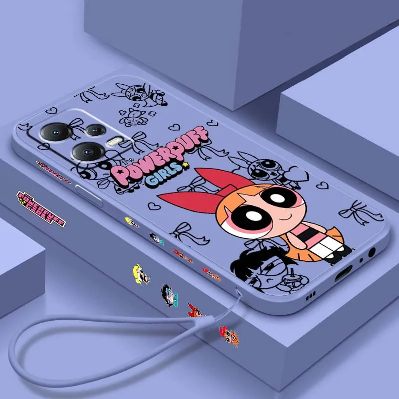 

P-Powerpuffs Girls Cute Phone Case For Xiaomi Redmi Note 14 13 13R 12 12R 11 11E 11T 11S Pro Plus 5G Liquid Left Rope