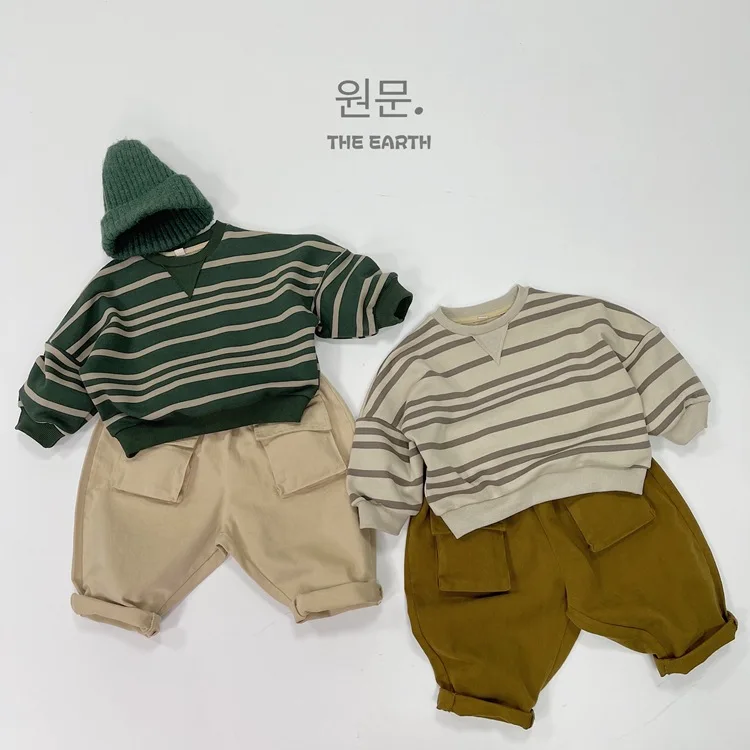 Children's Work Pants for Boys and Girls Korean Casual Pants Versatile Baby Pocket Pants Trendy 2026 New