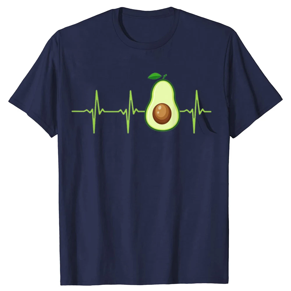 Funny Avocado Heartbeat Vegan Men Women T Shirts Summer Style Graphic Cotton Streetwear Short Sleeve Birthday Gifts T-shirt