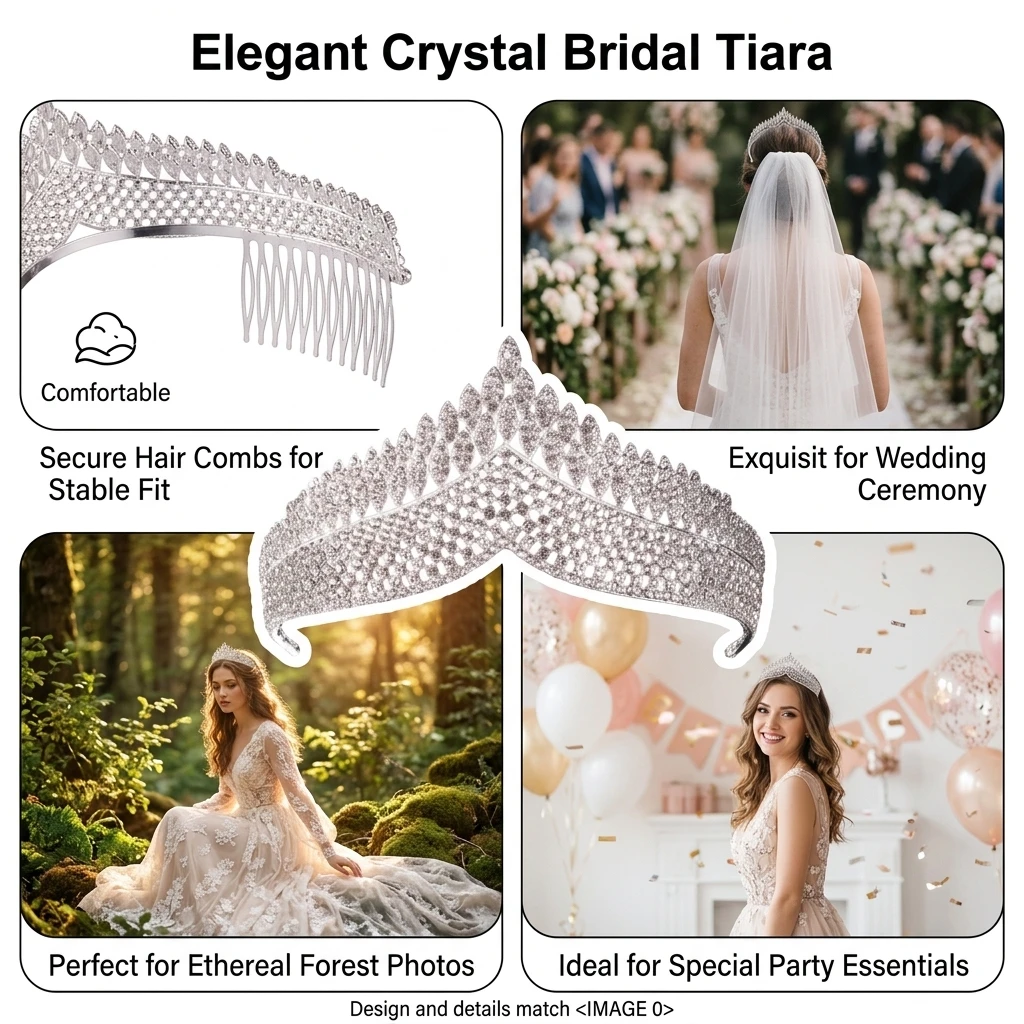 Picture 5: Crystal Tiara-Bridal Hairpiece For Wedding Party With Comfortable Lightweight Design