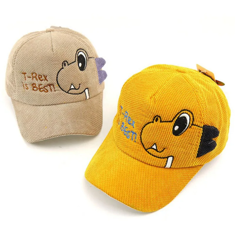 Cartoon Dinosaur Kids Baseball Cap Corduroy Children Girls Boys Sun Hat Spring Summer Outdoor Adjustable Visor Baby Cap