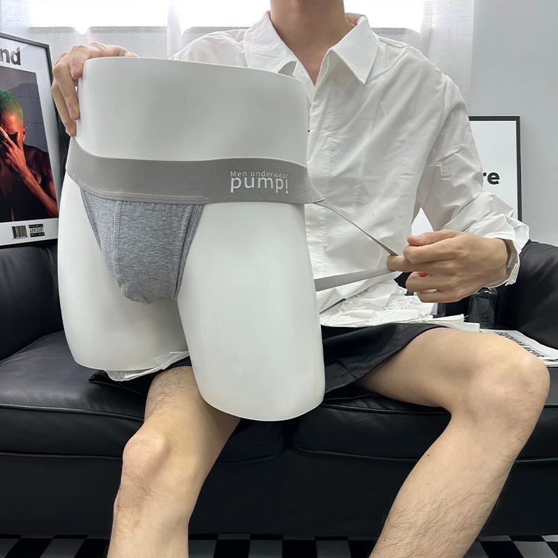 4Pcs Mixed Colors Men Sexy Thong Low Waist Men's Breathable Underwear Hip-lifting Cotton Jockstrap Sissy Underpants