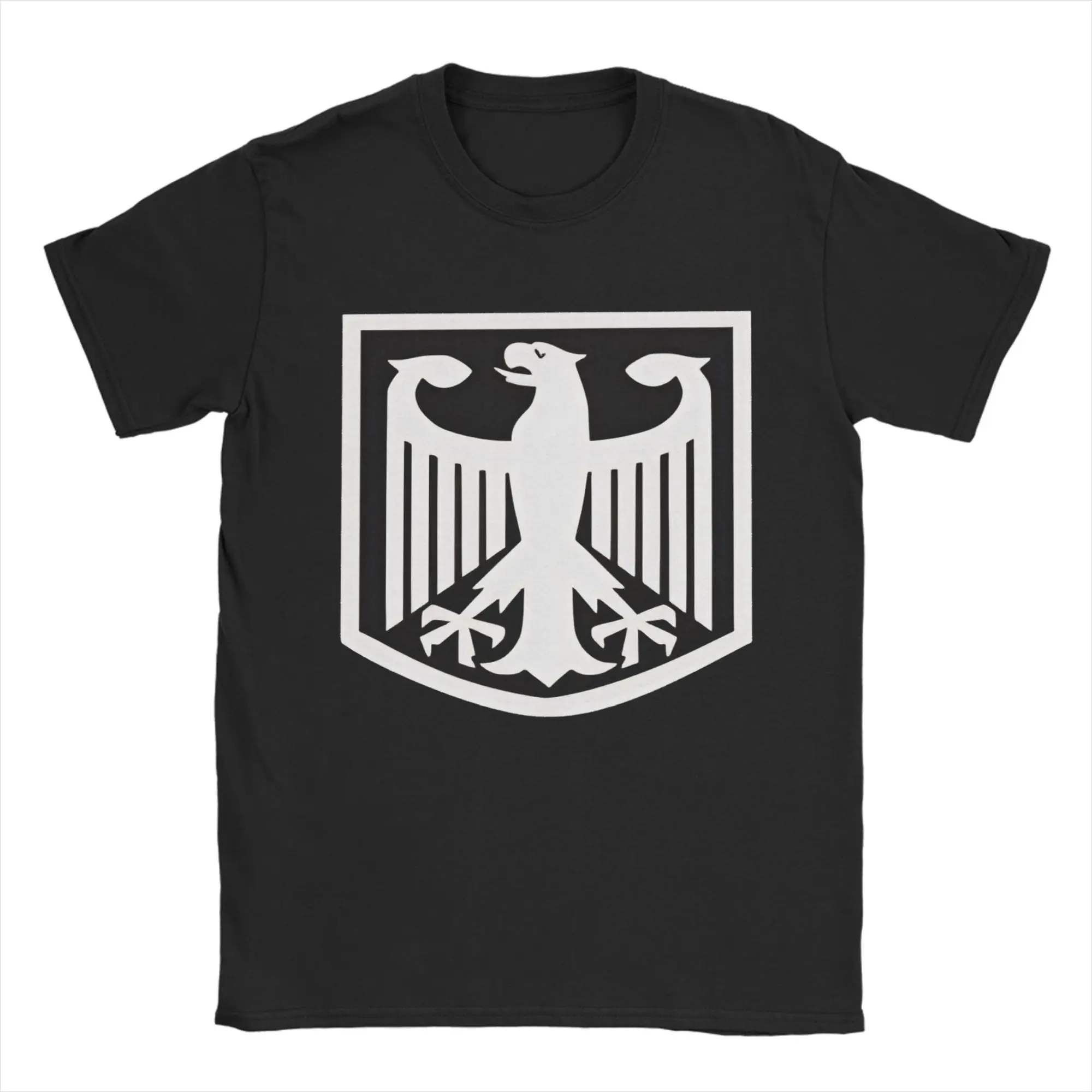 Funny German Eagle in negative Tshirts Men's Cotton Short Sleeve  O-neck Summer Top Tee