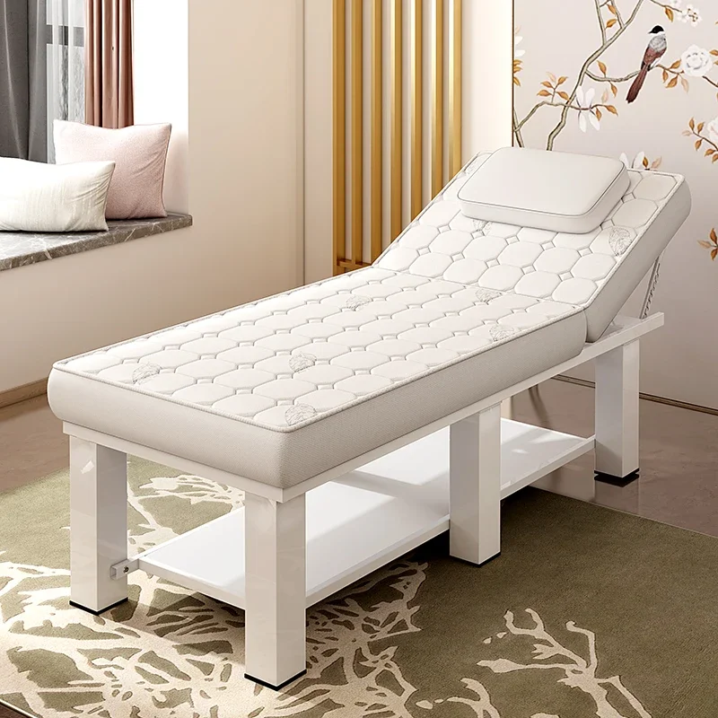 Beauty Metal Massage Bed Tattoo Spa Face Massage Table Adjust Knead Ear Cleaning Comfort Lettino Estetista Salon Furniture KMMT