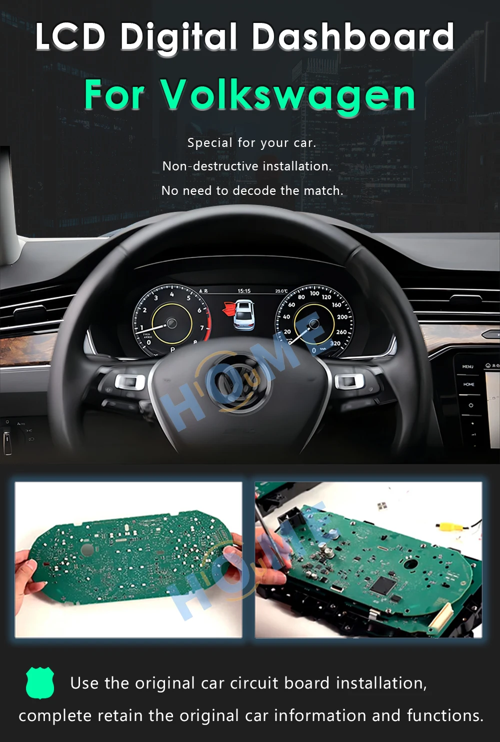 Digital Dashboard Panel Virtual Instrument Cluster CockPit LCD Speedometer for VW Volkswagen Passat Variant 2016-2018