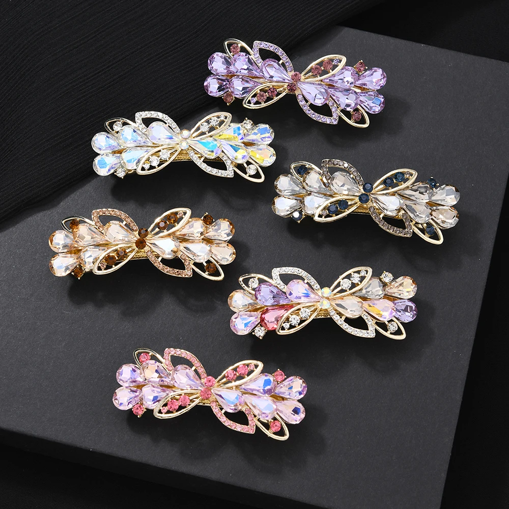 

Girl's hair accessory, bow spring clip, hollowed-out design, elegant princess hair accessory, side clip, colorful accessories