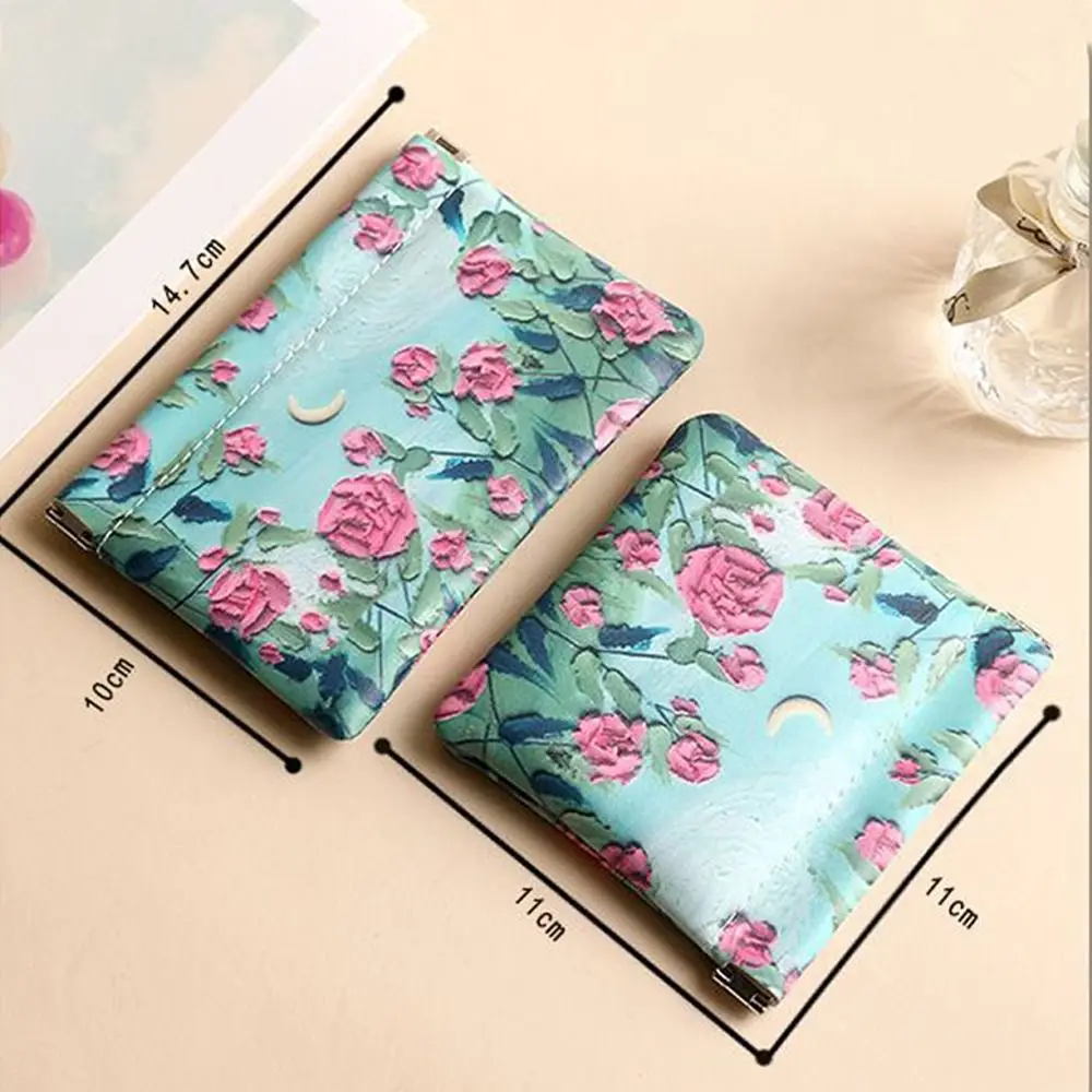 Fashion PU Lipstick Makeup Bag Automatic Closing Flower Print Mini Coin Purse Waterproof Cosmetic Organizer Pouch Travel