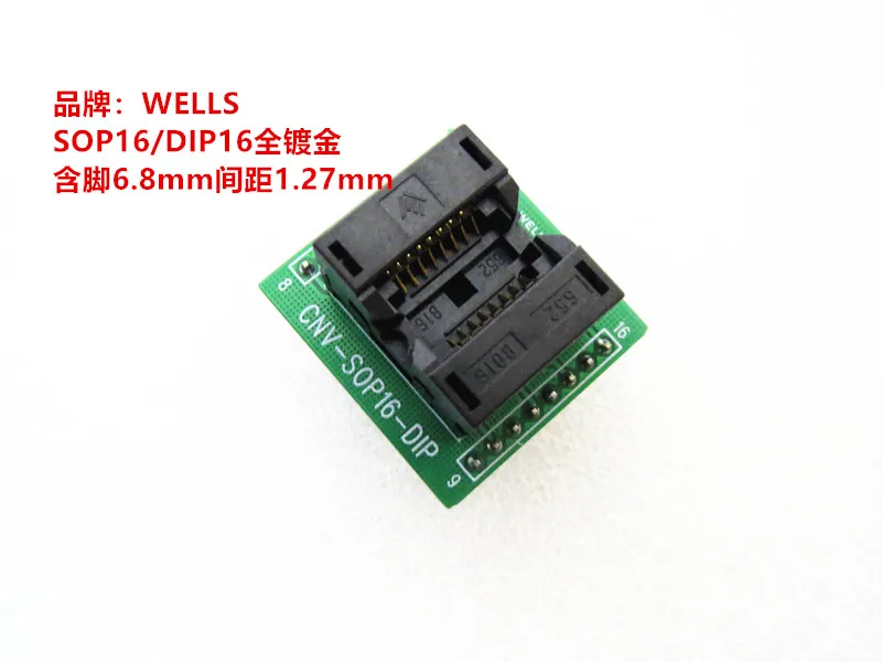 

SOIC16 SOP16 652B0162211 peduncular 6.8mm pitch 1.27mm Test seat test bench test socket programming seat