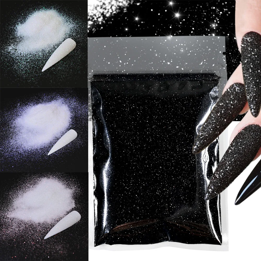 50g/bag Shiny Candy Coat Effect Nail Glitter Sparkly Sugar Powder Chrome Pigment Black White Dipping Powder Dust Tips Decoration