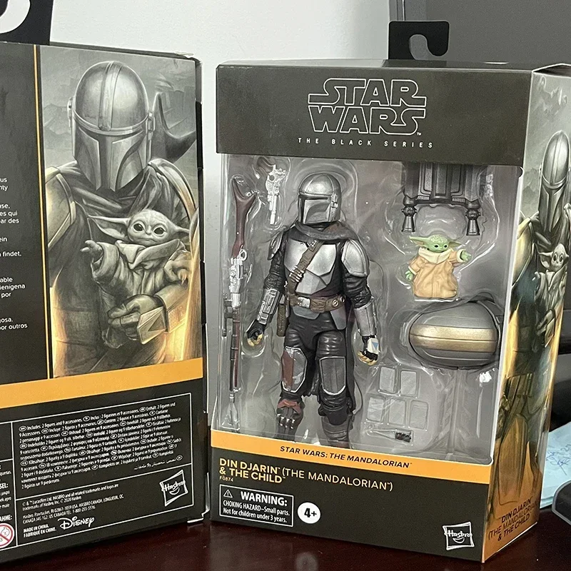 17.5cm Star Wars The Black Series - Din Djarin The Mandalorian and The Child Baby Yoda Joints Moveable Action Figure Model Toys