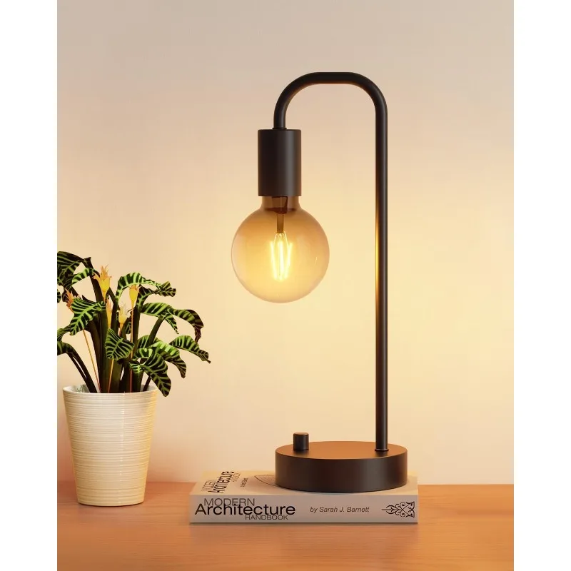 

ONEWISH Industrial Table Lamp for Bedroom, Fully Dimmable Modern Bedside Lamps with 2700K Warm Light Bulb for Kids Reading, Mini