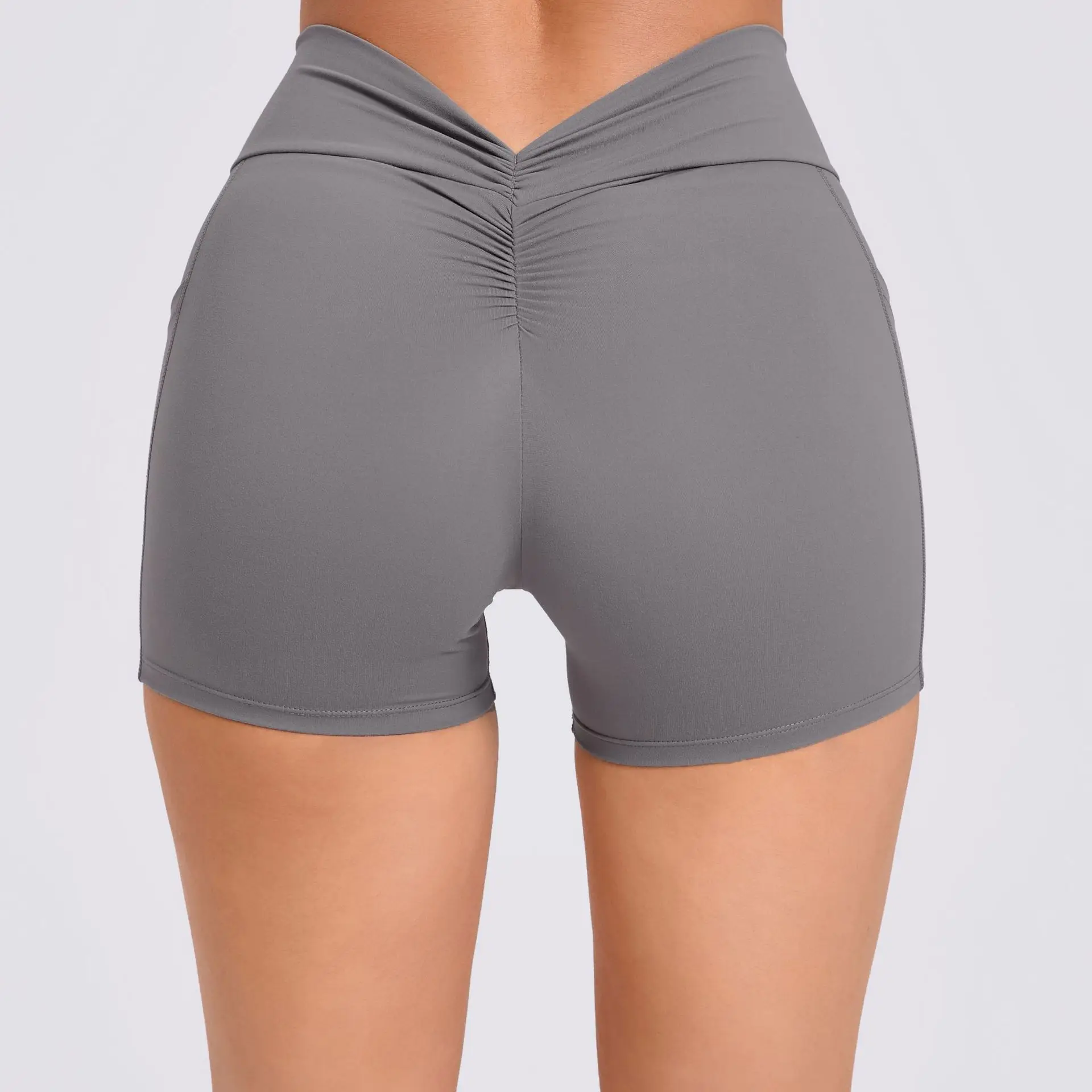 Gym Shorts Tight Yoga Scrunch Shorts Side Pockets V Back Running Sports Fitness Push Up Booty Short Pants Workout Leggings Women