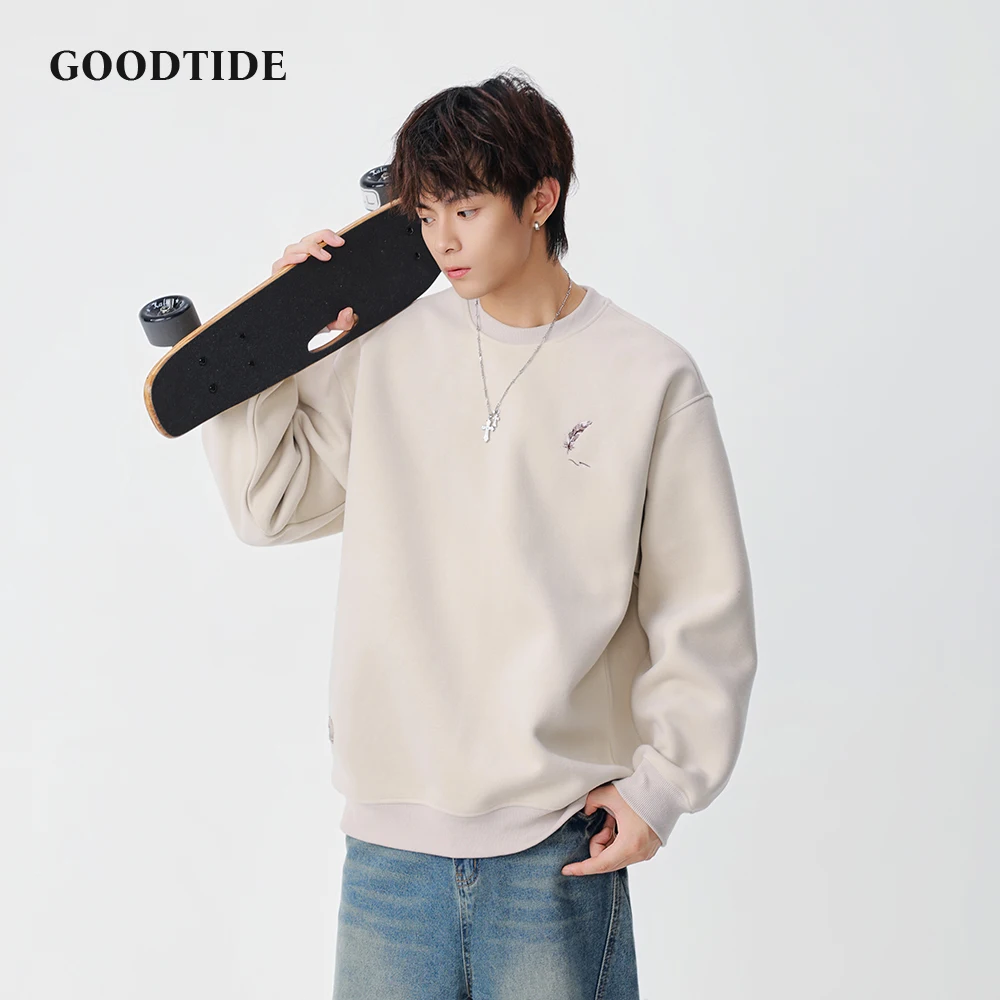 موضة الرجال عادية طاقم الرقبة البلوز 2025 شتاء جديد نمط مطرز مريح لينة كم طويل البلوز #5