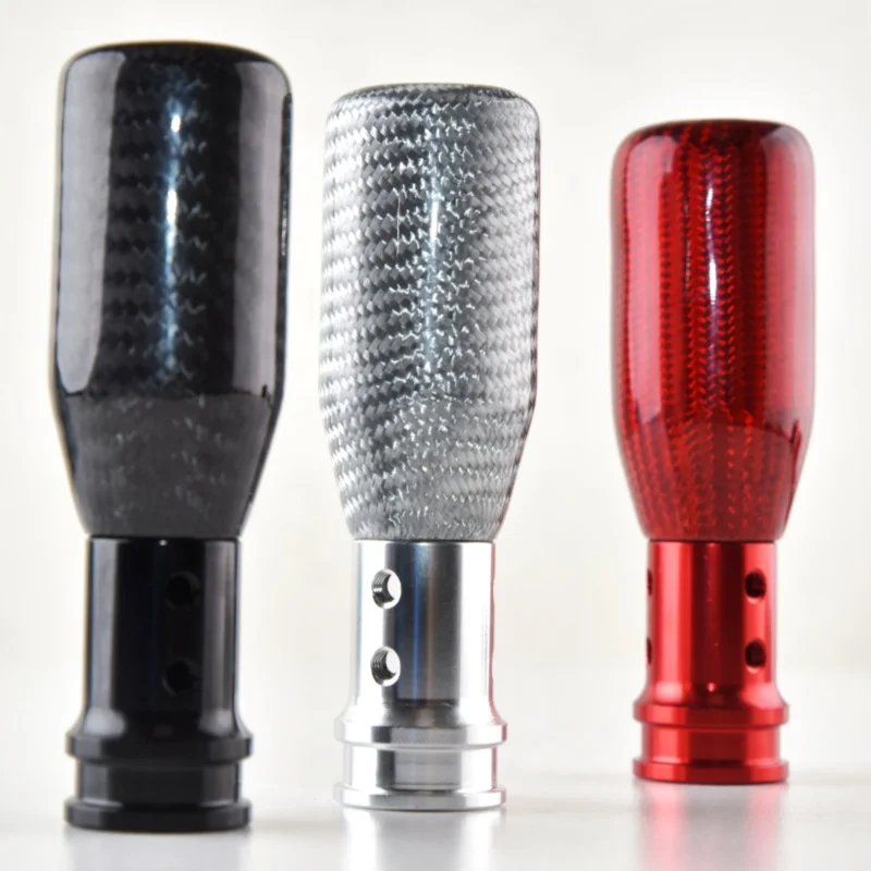 

Универсальная головка переключения передач из углеродного волокна и ручка переключения передач для модификации автомобиля красного, серебристого, черного цвета