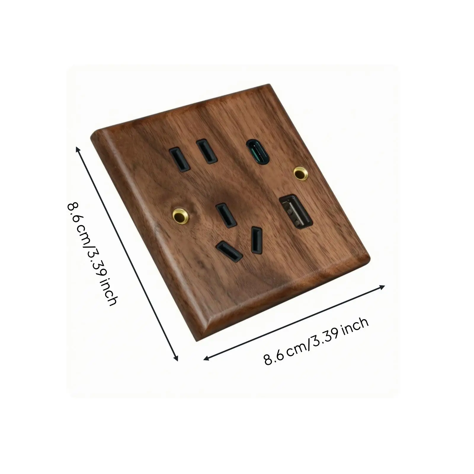 Retro Style Switch Wall Plate Walnut Wood Texture Brass Metal Frames for Classic Home Renovation