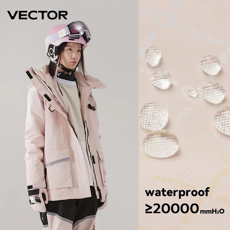 VECTOR Brand Men Women Ski Jacket Winter Warm Windproof Waterproof Ski Suit Outdoor Sports Snowboard Coat Splicing double plate