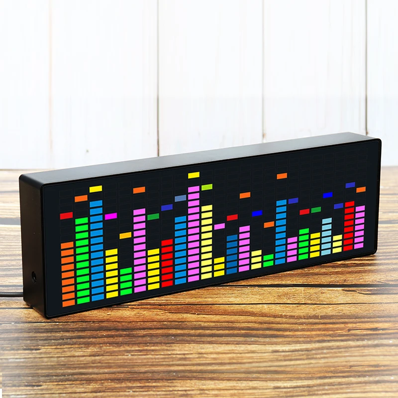 LED Light Music Spectrum Display Voice Control RGB Colorful Spectrum Pickup Atmosphere Lamp Electronic Clock Level Indicator USB